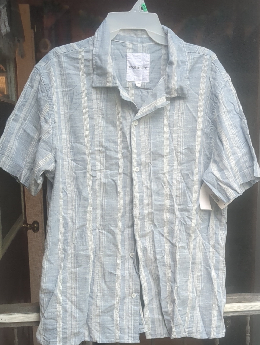 Light Blue Striped Short-Sleeve Shirt by Bootlegger